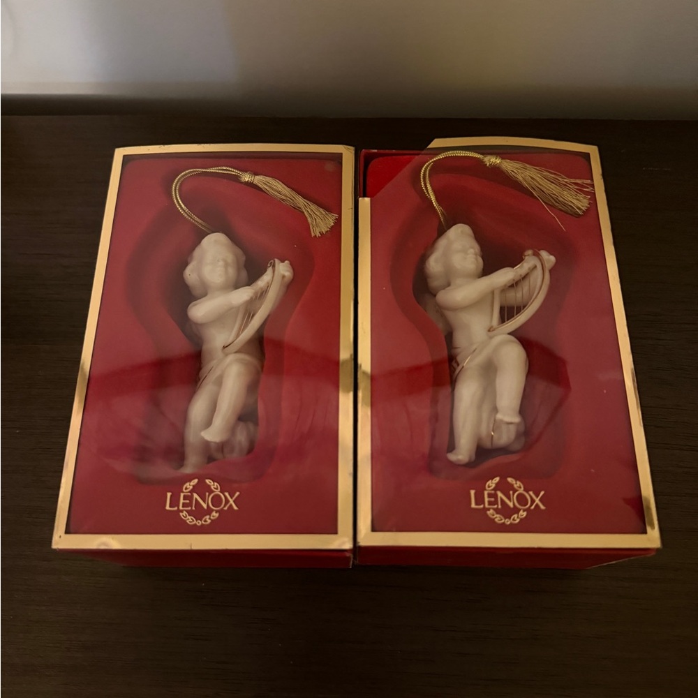 Lenox 2001 Annual Cherub Ornaments- Set of 2